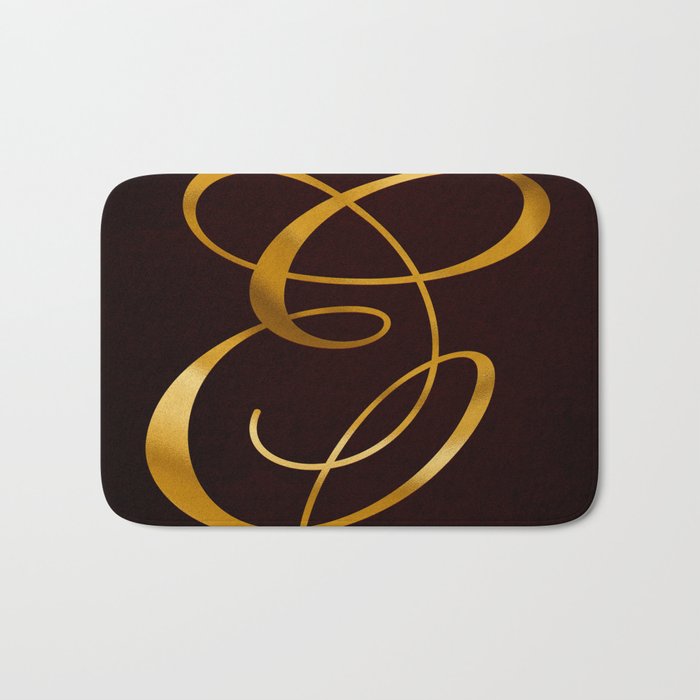 Golden letter E in vintage design Bath Mat