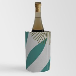 Botanical Abstract teal, ash gray, teal Wine Chiller