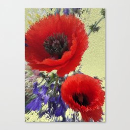 Poppy flowers bouquet pixel art Canvas Print