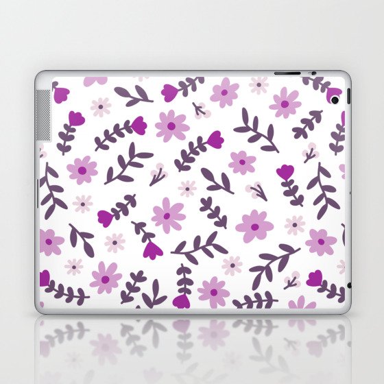 Purple Flower Pattern (purple/white) Laptop & iPad Skin