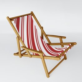 [ Thumbnail: Red and White Colored Lines/Stripes Pattern Sling Chair ]