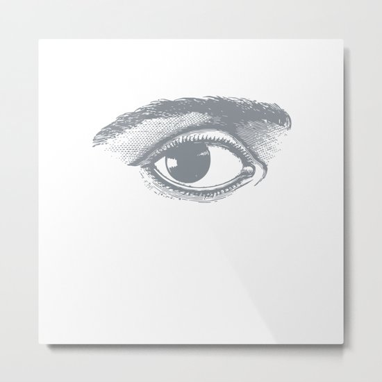 I see you. Gray on White Metal Print