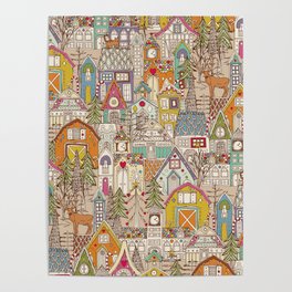 vintage gingerbread town Poster