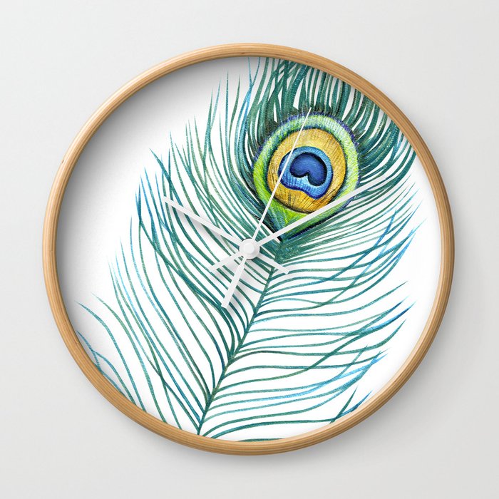 Peacock Feather Wall Clock By Anne Marieart Society6