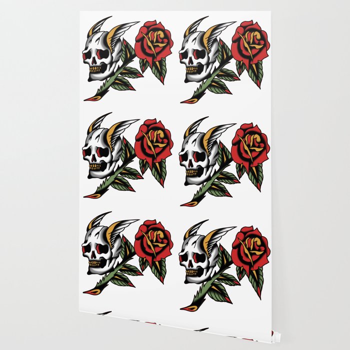 Skull And Rose Wallpaper By Mirkowgastow Society6