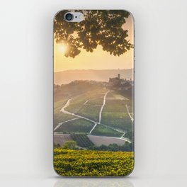 Langhe vineyards, Castiglione Falletto village and a tree. Italy iPhone Skin