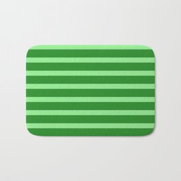 [ Thumbnail: Forest Green & Light Green Colored Stripes Pattern Bath Mat ]