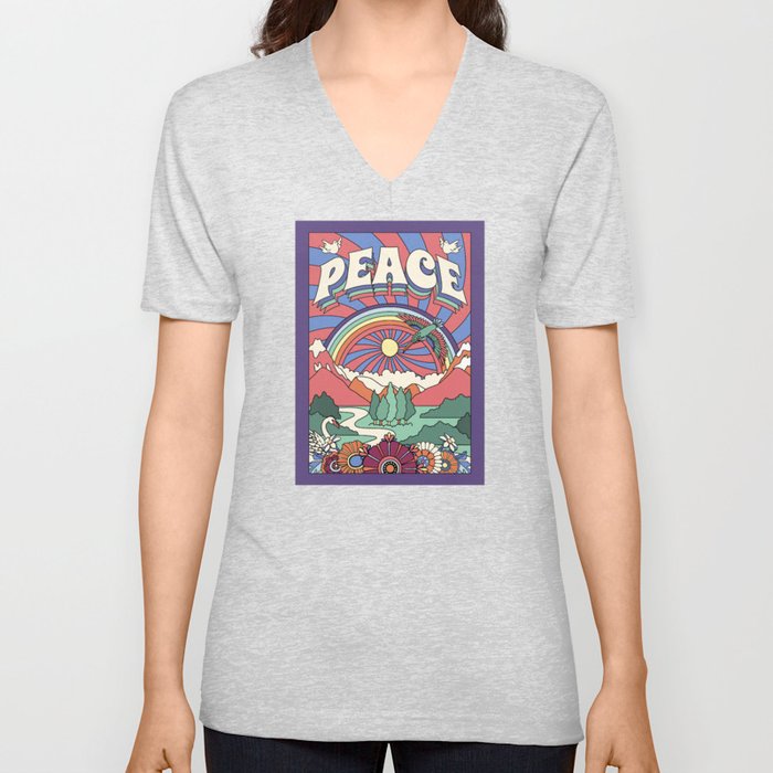 PEACE V Neck T Shirt