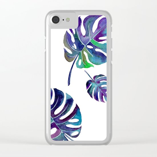 watercolor leaves Clear iPhone Case