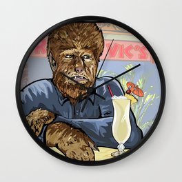 Wolfman drinking a pina colada at Trader Vics. Wall Clock | Monsters, London, Universal, Classic, Zevon, Wolfman, Retro, Werewolves, Fanboy, Wolf 