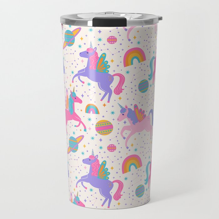 Space Unicorn - Neon Rainbow Travel Mug