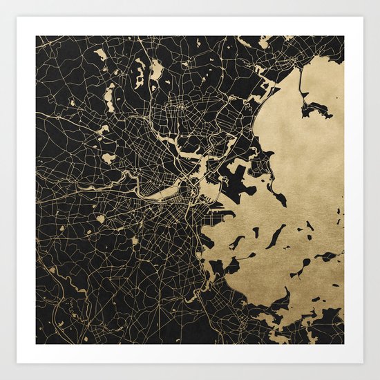 Boston Gold and Black Invert Art Print
