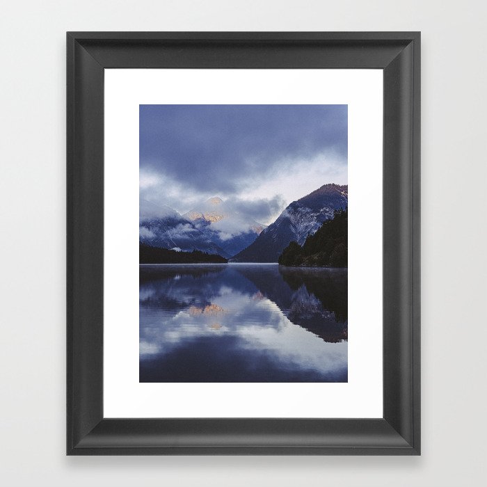 foggy lake view Framed Art Print