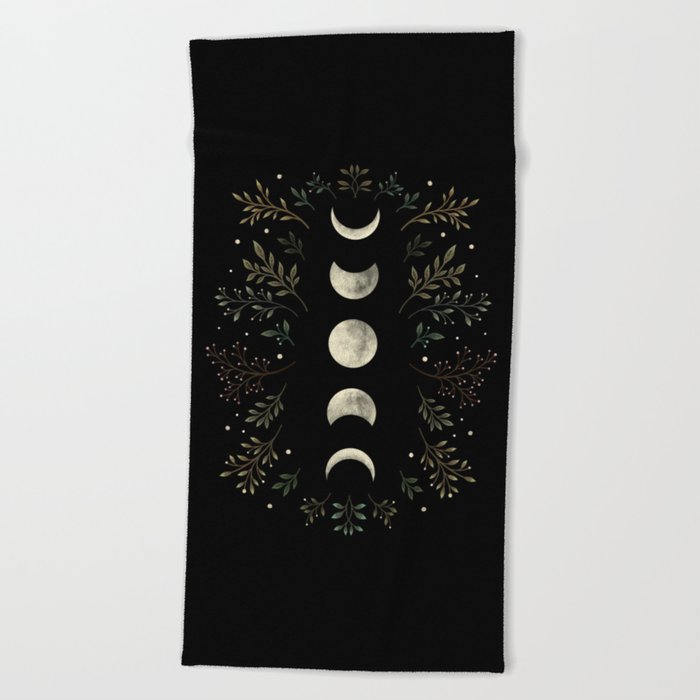 Moonlight Garden - Olive Green Beach Towel