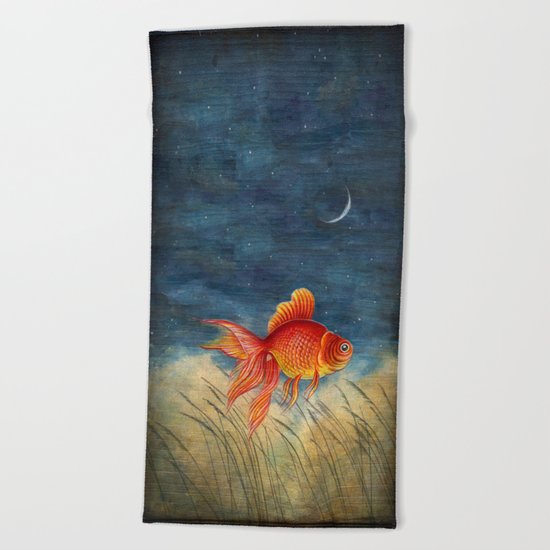 Floating red fish Beach Towel