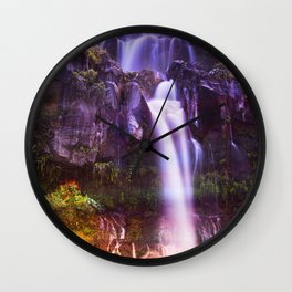 tropical waterfall rose tinted aesthetic landscape art abstract nature photography Wall Clock