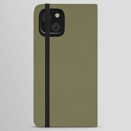Dark Green-Brown Solid Color Pantone Olive Branch 18-0527 TCX Shades of Green Hues iPhone Wallet Case
