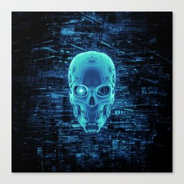 Gamer Skull BLUE TECH / 3D render of cyborg head Canvas Print