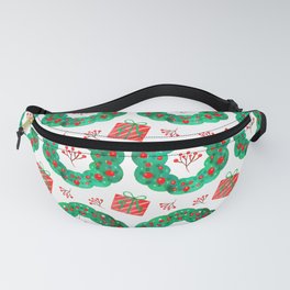 Christmas Pattern Watercolor Wreath Gifts Floral Fanny Pack
