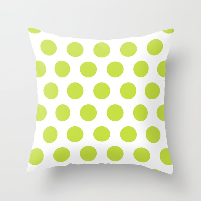 Mid Century Modern Polka Dots 565 Chartreuse Green Throw Pillow