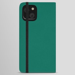 Dark Green Solid Color Pantone Ultramarine Green 18-5338 TCX Shades of Blue-green Hues iPhone Wallet Case