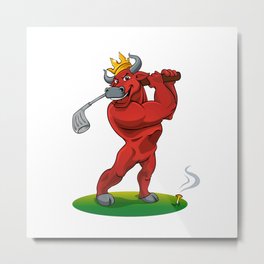 bull with a stick for a golf Metal Print