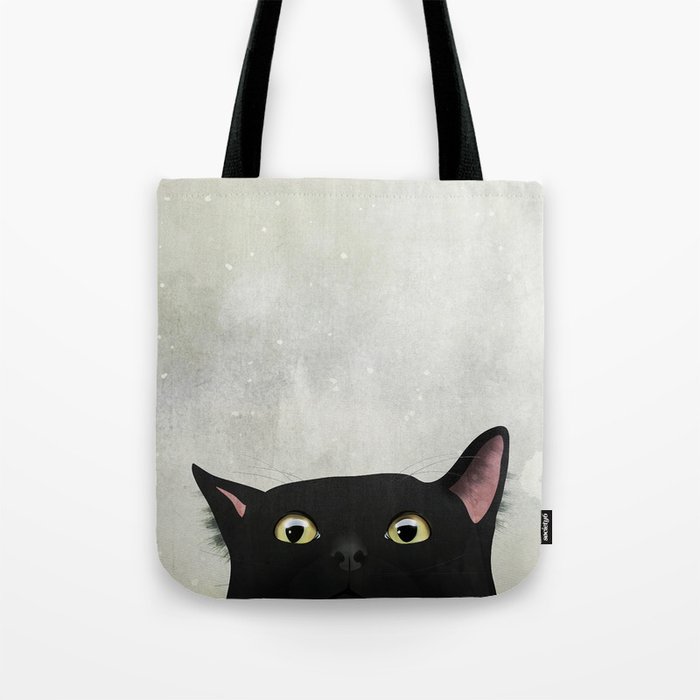 Curious Black Cat Tote Bag