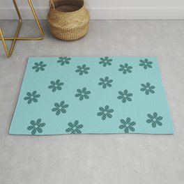 Checkered Flowers Pattern in Light Green & Green Area & Throw Rug