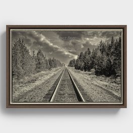 Rails in B & W Framed Canvas