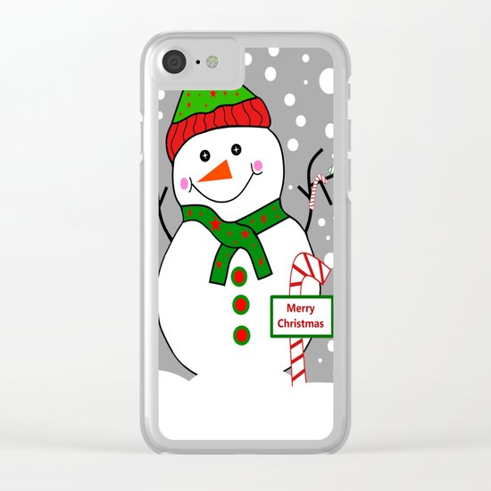 Merry Christmas Snowman Clear iPhone Case