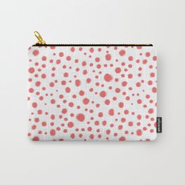 abstract dots coral and white modern trendy basic pattern print nursery pattern Carry-All Pouch | Digital, Minimalism, Acrylic, Coral, Nursery, Abstract, Dotted, Pink, Pattern, Dot 