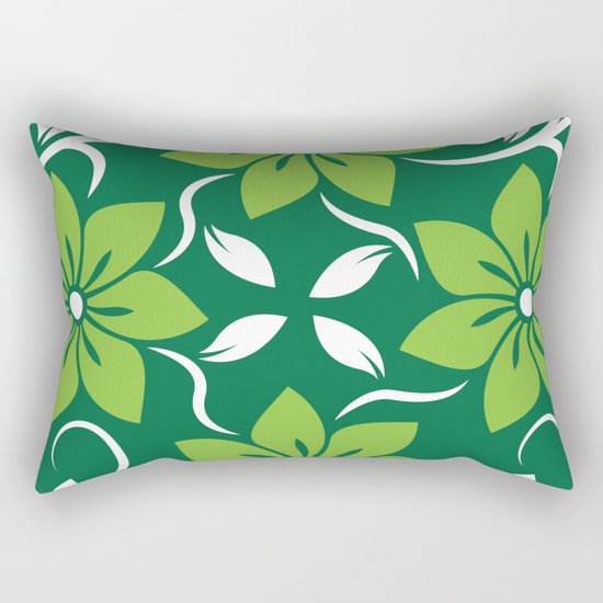 Green Spring Flower Pattern Rectangular Pillow