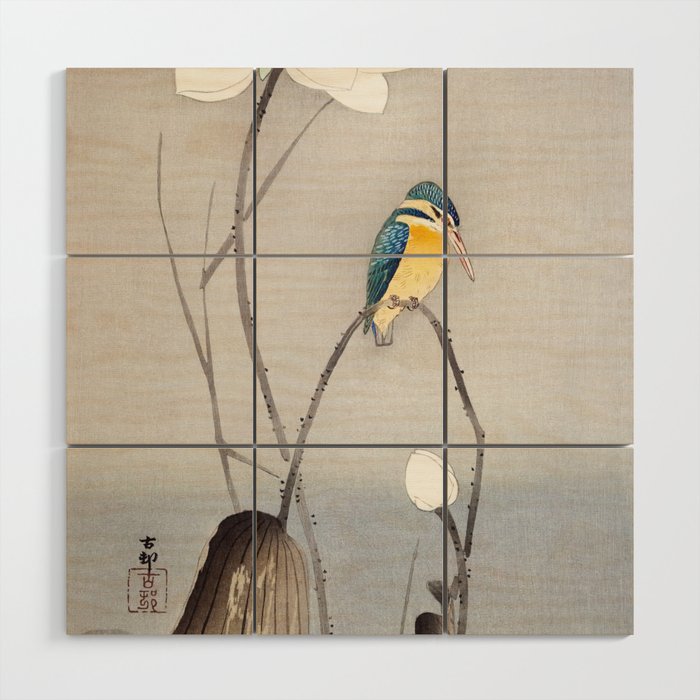 Ohara Koson - Kingfisher with Lotus Flower Wood Wall Art