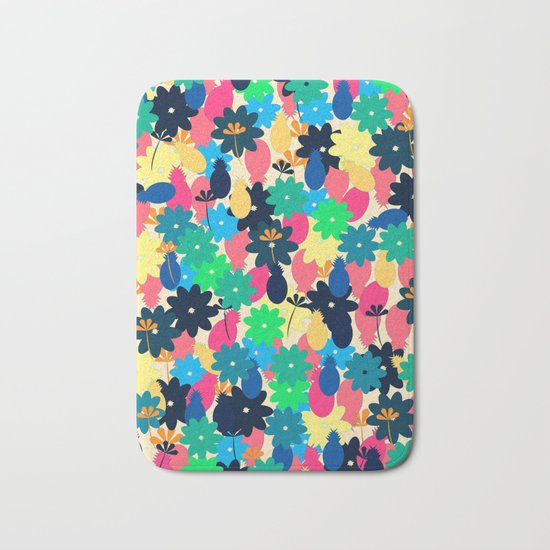Flowers and pineapples Bath Mat