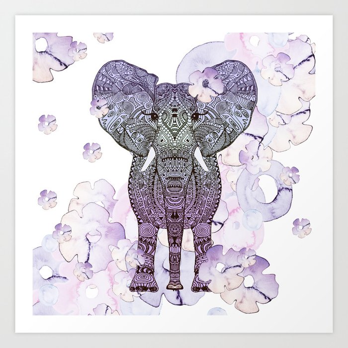 FLOWER SHOWER ELEPHANT Art Print
