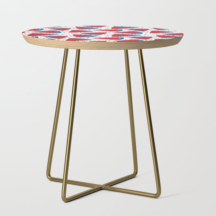 Cute pattern with colorfull watermelon and shapes on white background Side Table