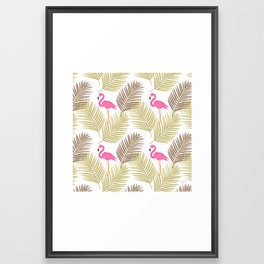 Flamingo Palms - Pink & Green Framed Art Print
