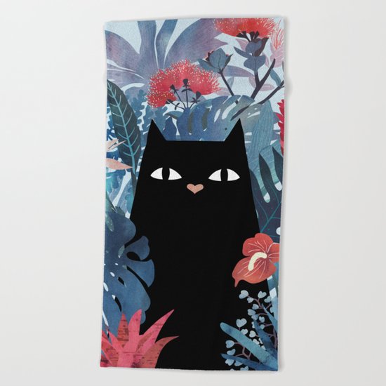 Popoki in Blue Beach Towel