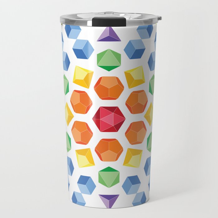 Rainbow Polyhedral Dice Travel Mug