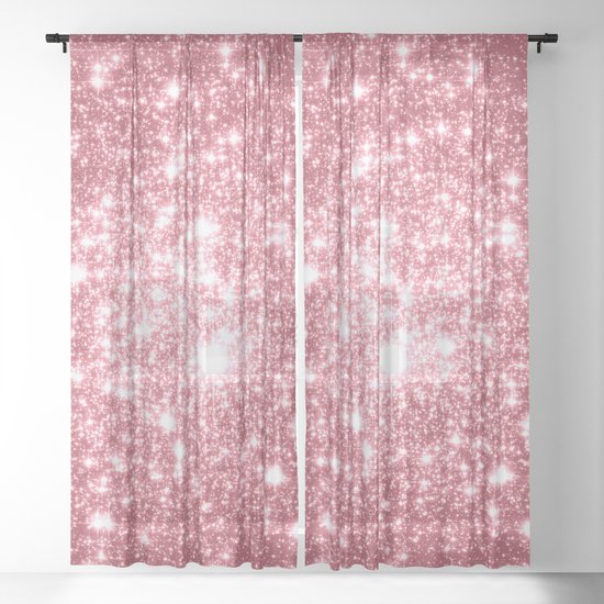 Pink Sparkle Stars Sheer Curtain By, Pink Window Curtains