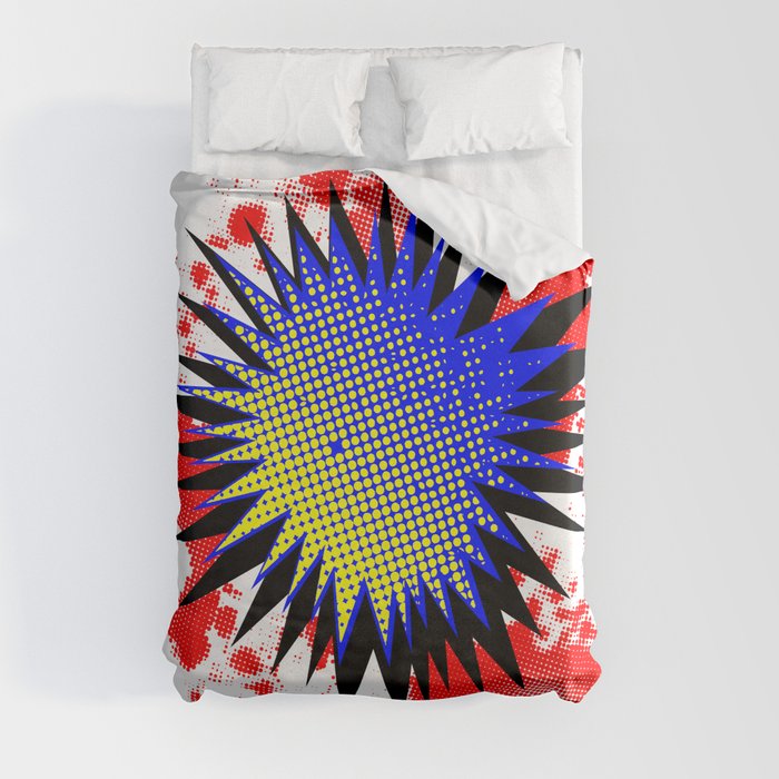 Halftone Comic Exclamation Duvet Cover