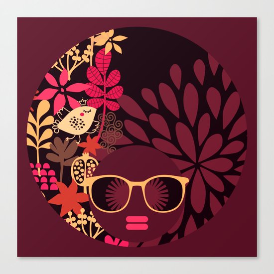 Afro Diva : Sophisticated Lady Deep Pink & Burgundy Canvas Print