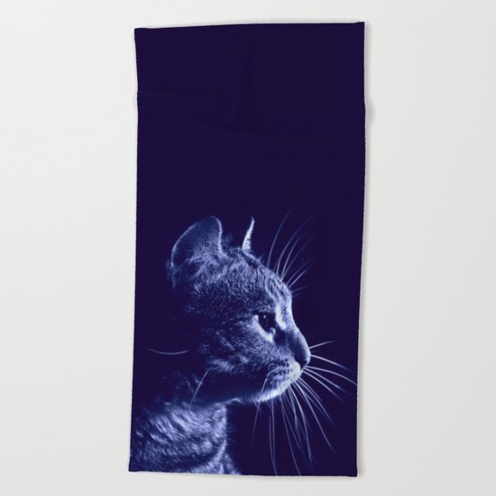 Cat profile Beach Towel