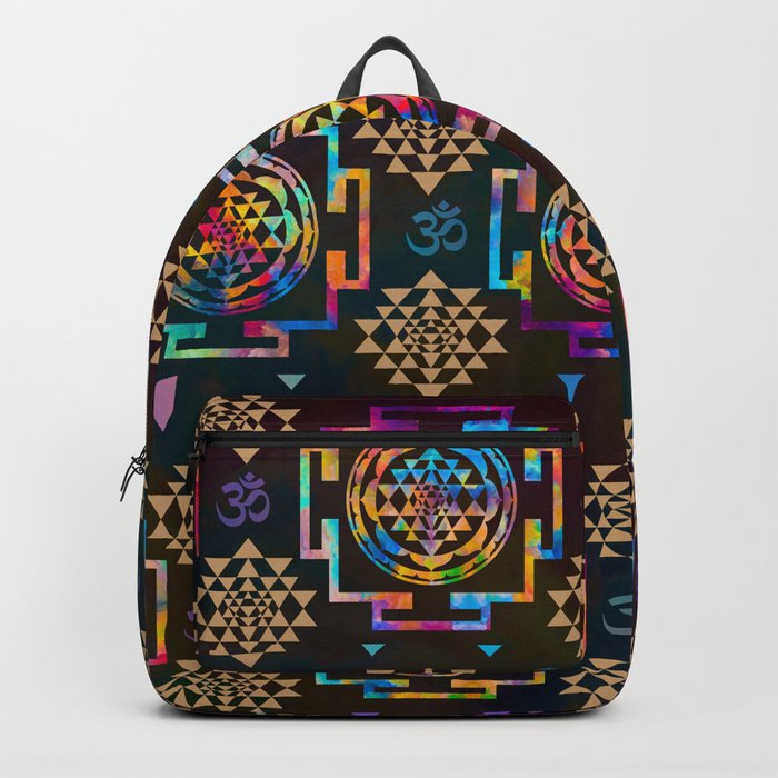 Sri Yantra pattern color and gold 2 Backpack by Creativemotions