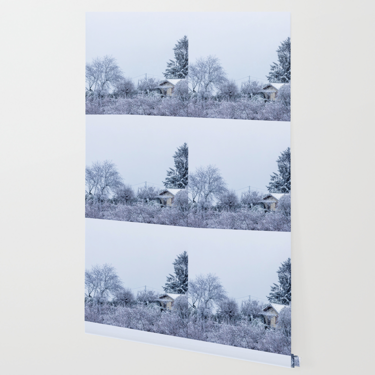 Snowy Winter Cabin In The Woods Wallpaper By Frozenlakemp Society6