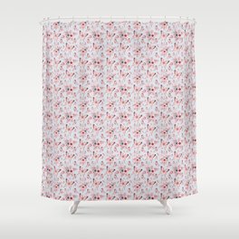 Monochrome anemone flowers and butterflies - floral print Shower Curtain