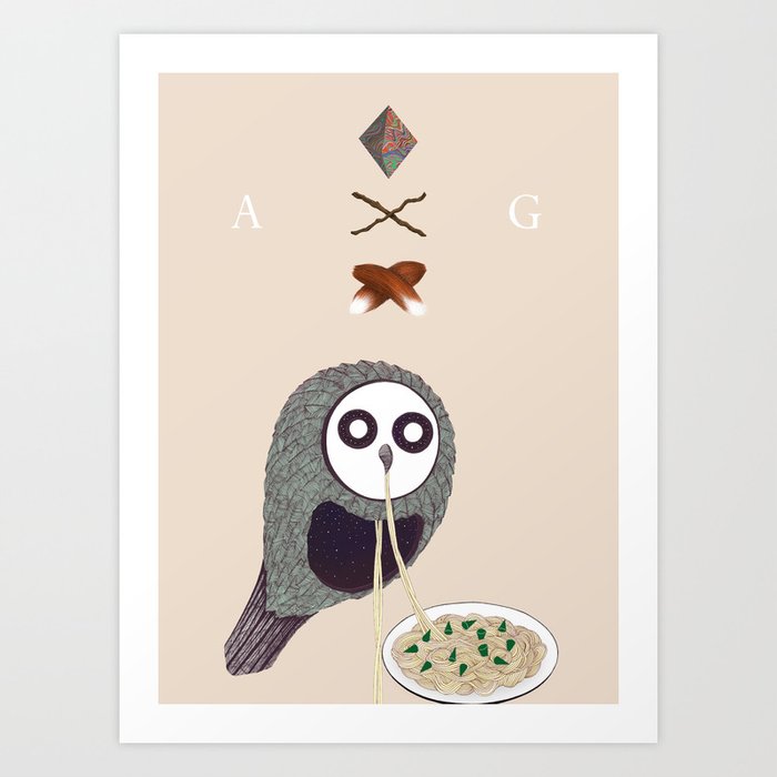 Spaghetti Owl (Diptych) Art Print