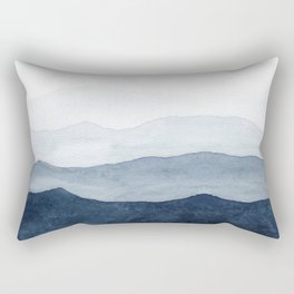 Indigo Abstract Watercolor Mountains Rechteckiges Kissen | Abstract, Contemporary, Minimalist, Curated, Landscape, Mountains, Ombre, Adventure, Fog, Gradient 