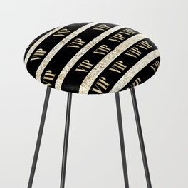 Elegant black gold VIP typography confetti stripes Counter Stool
