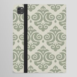 Victorian Gothic Pattern 527 Sage Green and Beige iPad Folio Case